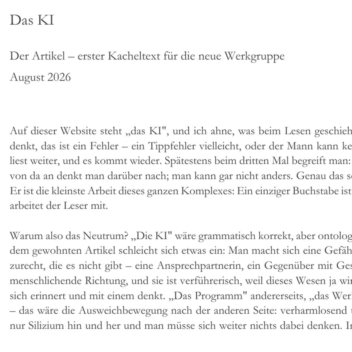das ki - der artikel