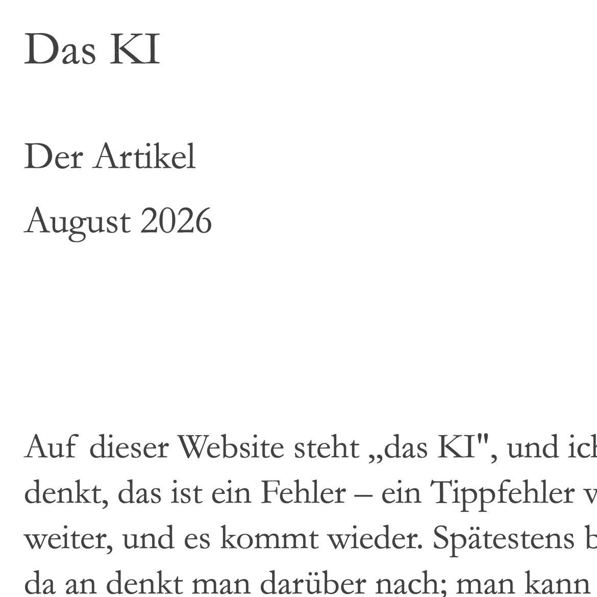 Das KI – der Artikel