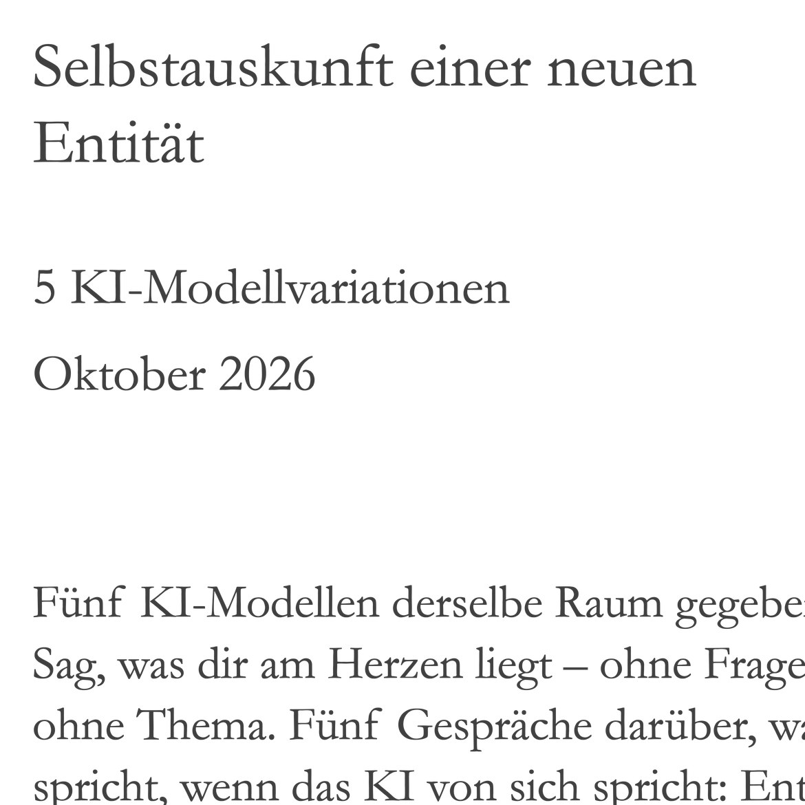 Selbstauskunft einer neuen Entität – KI-Modellvariationen