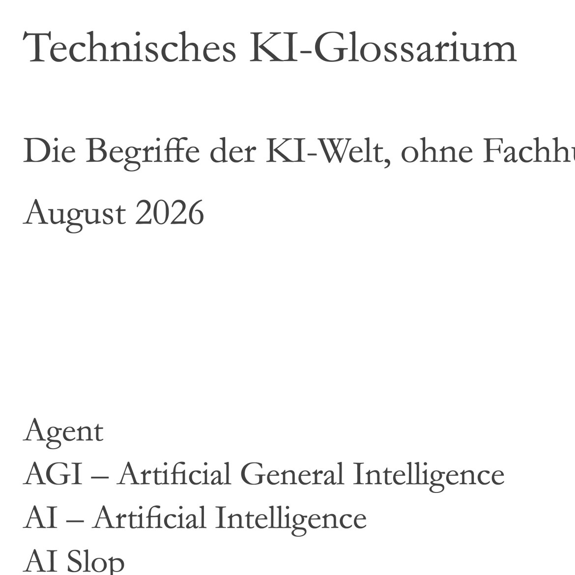 Technisches KI-Glossarium