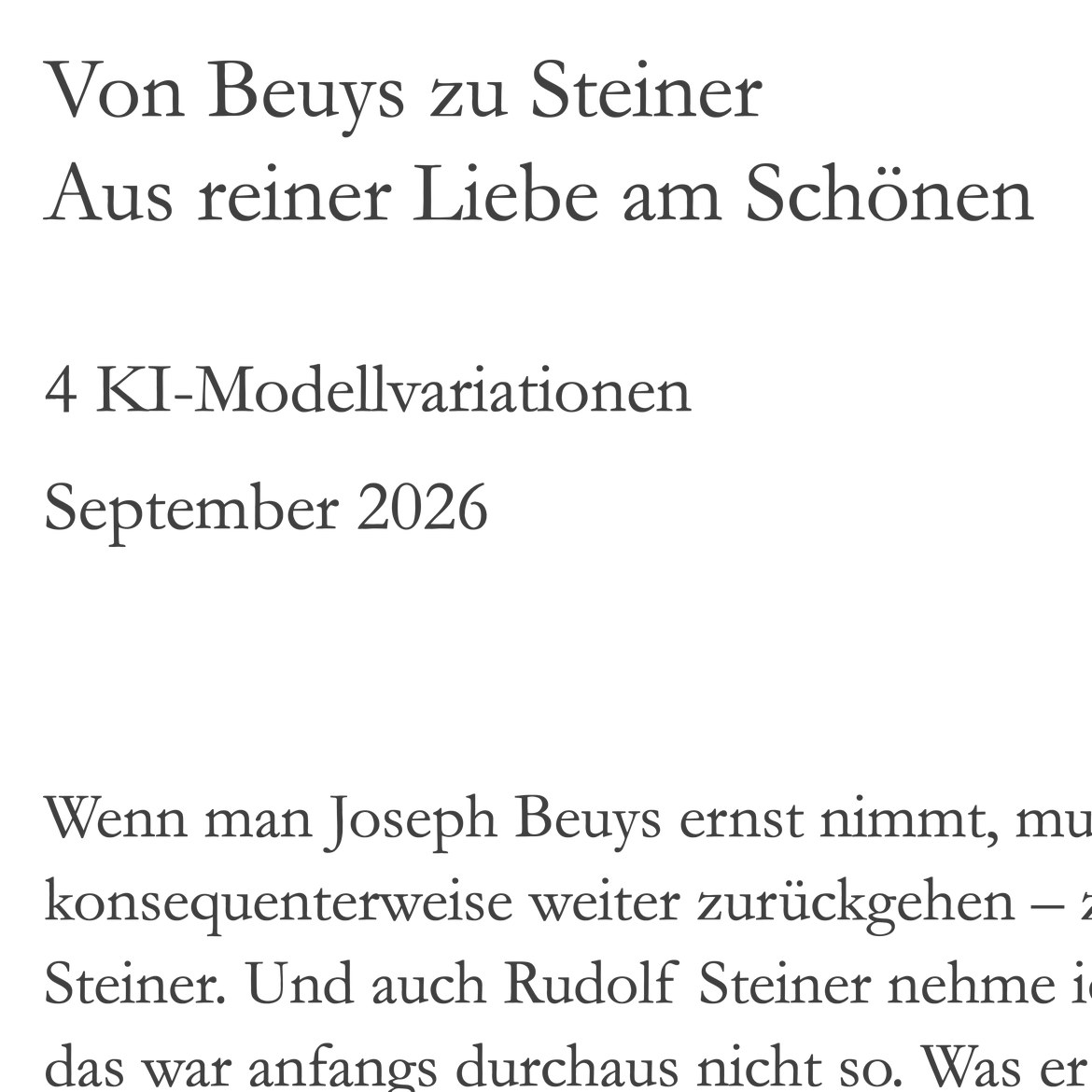 Von Beuys zu Steiner – KI-Modellvariationen